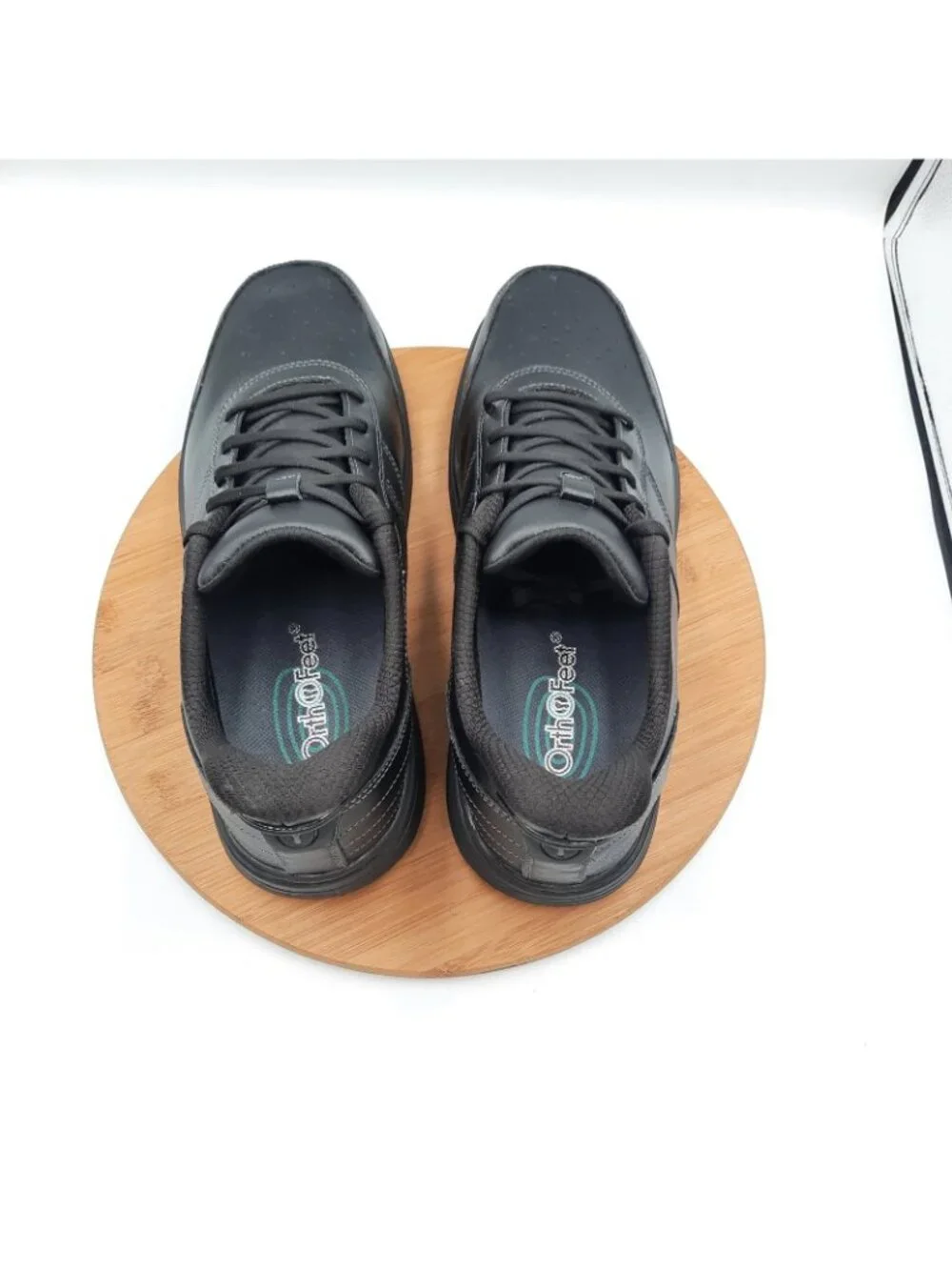 Orthofeet Pierre Mens Size 12 2E Wide Shoes Black Leather Hands Free Sneakers